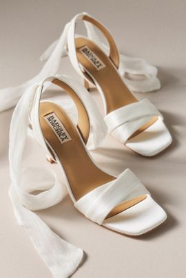 Badgley Mischka Yanis Ankle-Wrap Heeled Sandals