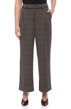 Bagatelle Bagatelle Pleated Plaid Crop Pants