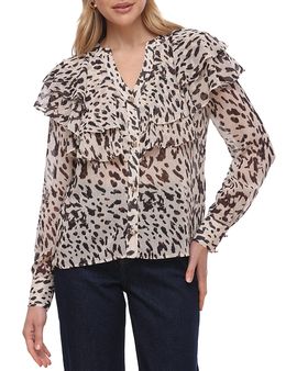 Bagatelle Bagatelle Printed Flutter Yoke Blouse