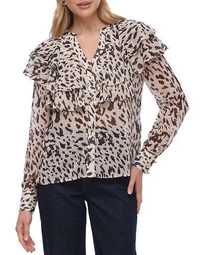 Bagatelle Bagatelle Printed Flutter Yoke Blouse