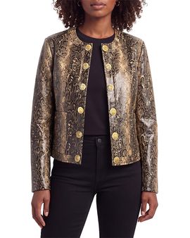 Bagatelle Bagatelle Shiny Snake Embossed Faux Leather Jacket