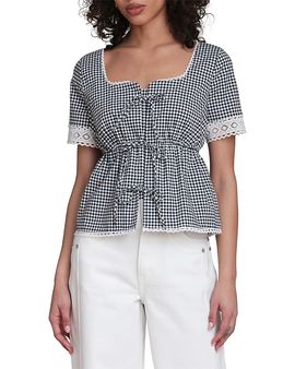 Bagatelle Bagatelle Square Neck Tie Front Top