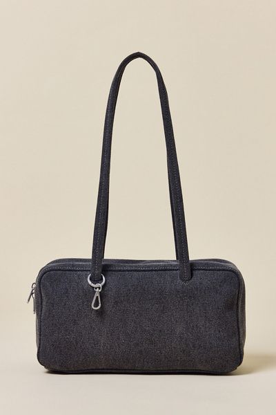 BAGGU BAGGU Denim Bowler Bag in Washed Black Denim, Women's at Urban Outfitters