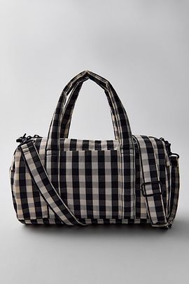 BAGGU BAGGU Nylon Duffle Bag in Black/Cream Gingham, Women's at Urban Outfitters