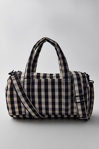 BAGGU BAGGU Nylon Duffle Bag in Black/Cream Gingham, Women's at Urban Outfitters