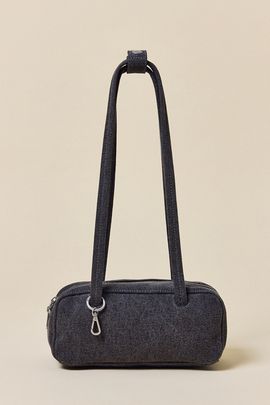 BAGGU BAGGU Small Denim Bowler Bag in Washed Black Denim, Women's at Urban Outfitters