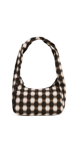 BAGGU BAGGU Small Nylon Meringue Shoulder Bag Blurred Gingham Brown One