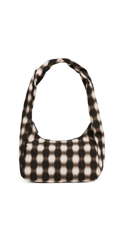 BAGGU BAGGU Small Nylon Meringue Shoulder Bag Blurred Gingham Brown One