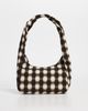 BAGGU BAGGU Small Nylon Meringue Shoulder Bag Blurred Gingham Brown One - 2