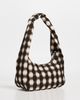 BAGGU BAGGU Small Nylon Meringue Shoulder Bag Blurred Gingham Brown One - 4