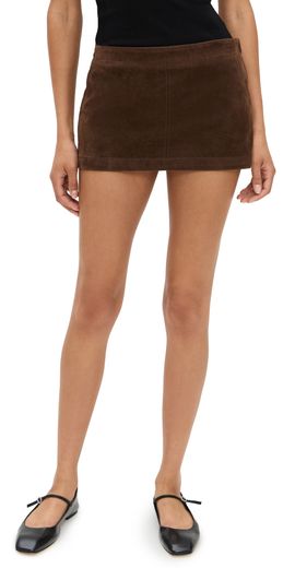 Bailey Rose Bailey Rose Chocolate Faux Suede Mini Skirt Chocolate