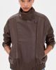Bailey Rose Bailey Rose Funnel Faux Leather Jacket Chocolate - 2