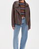 Bailey Rose Bailey Rose Funnel Faux Leather Jacket Chocolate - 5