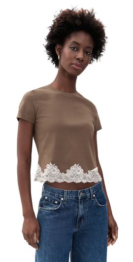 Bailey Rose Bailey Rose Lace Trim Tee Dk Olive
