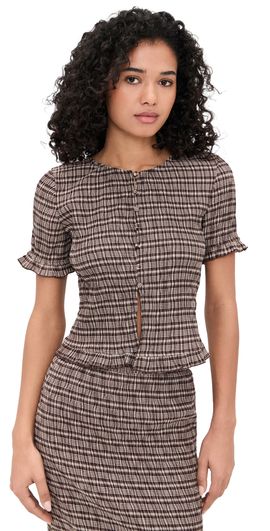 Bailey Rose Bailey Rose Plaid Blouse Chocolate