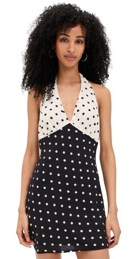 Bailey Rose Bailey Rose Polka-Dot Mini Dress Black/Cream