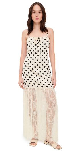 Bailey Rose Bailey Rose Polka Dot Maxi Dress Cream