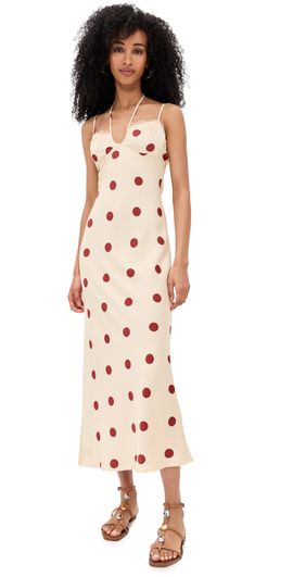Bailey Rose Bailey Rose Polka Dot Midi Dress Cream
