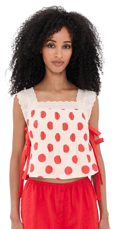 Bailey Rose Bailey Rose Polka Dot Top Poppy Red