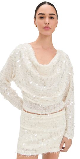 Bailey Rose Bailey Rose Sequin Long Sleeve Top Champagne