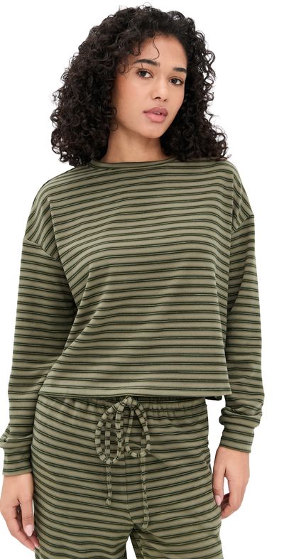 Bailey Rose Bailey Rose Striped Long Sleeve Tee Olive
