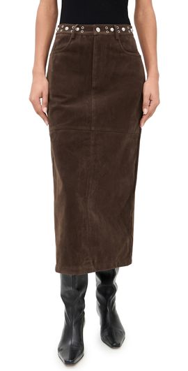 Bailey Rose Bailey Rose Suede Skirt Chocolate