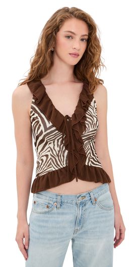 Bailey Rose Bailey Rose Zebra Blouse Cream/Brown