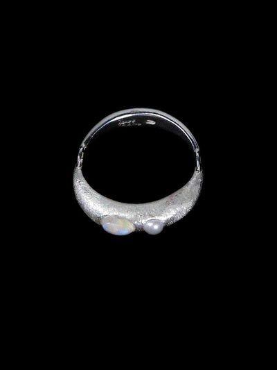 Baked Alaska B-link Sparkle Combi Ring - moonstone & pearl