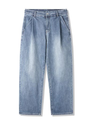 BAKKEN Bakken Leather Patch Tapered Comfort Denim Pants B