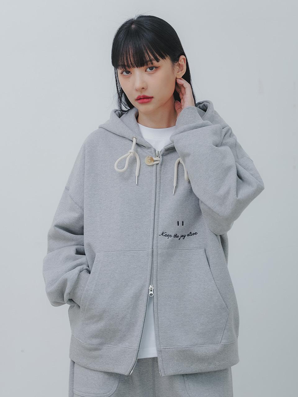 BAKKEN Bakken Smile Embroidered Logo 2WAY button Hooded Z
