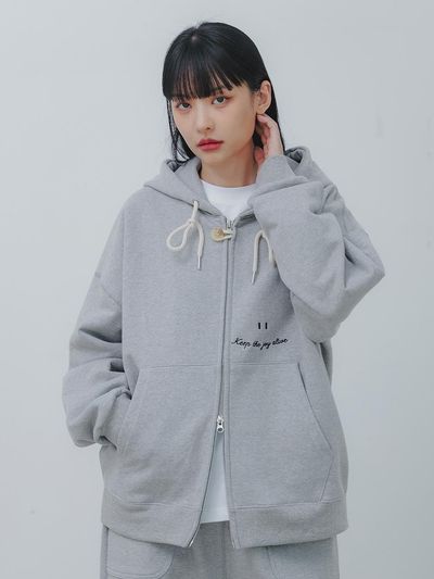 BAKKEN Bakken Smile Embroidered Logo 2WAY button Hooded Z