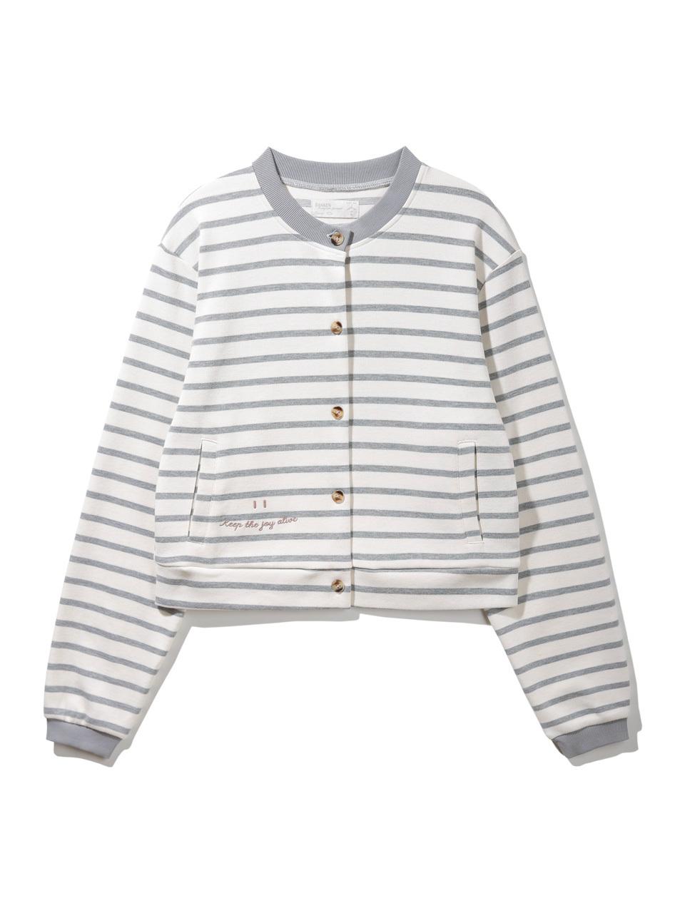 BAKKEN Barken Smile Stripe Cotton Cardigan BK8931_Light G