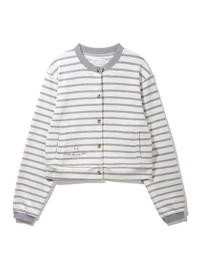 BAKKEN Barken Smile Stripe Cotton Cardigan BK8931_Light G