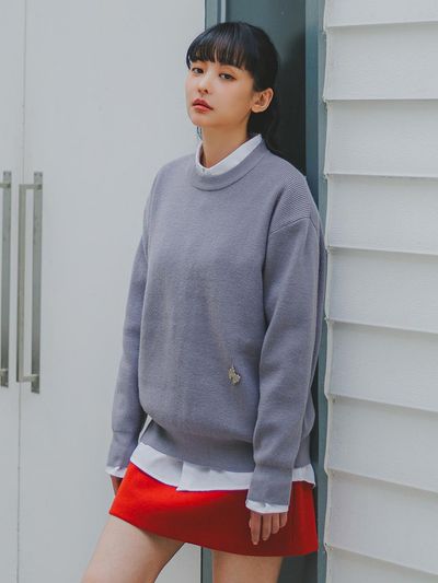 BAKKEN Barken Soft Semi-Oversized Round Knitwear BK8940_G
