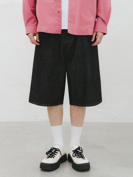 BAKKEN Bermuda Washed Denim Half Pants BK8913_Black
