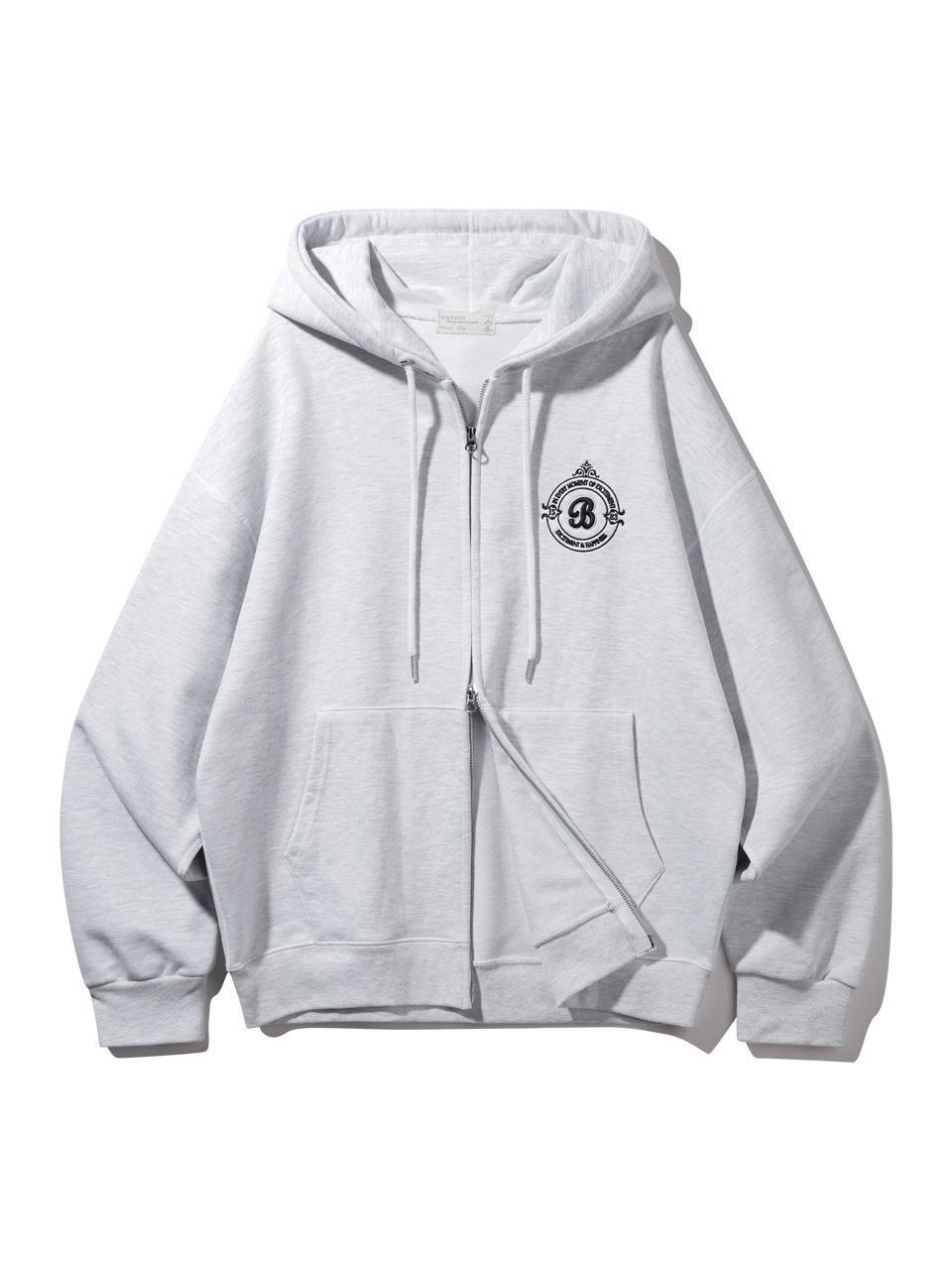BAKKEN SIGNATURE B Hooded Zip-Up BK76902_Melange White