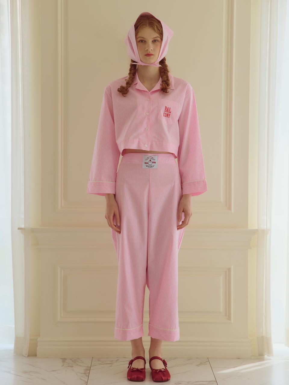 BALCONY in SUITE [4640 BDFHP] Fancy Stripe Pajamas Pink