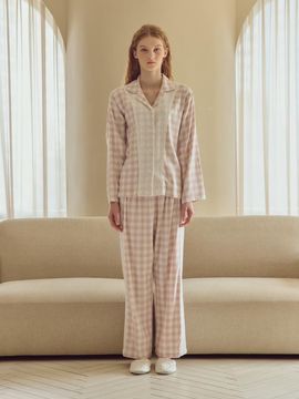 BALCONY in SUITE [4644 BDFHP] Euro checkered pajama Pink