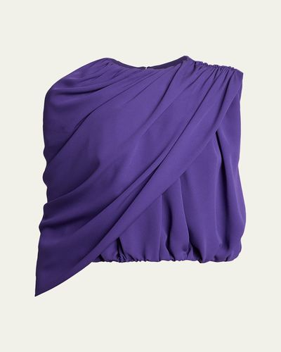 Balenciaga Asymmetric Draped Silk Cady Crop Top