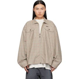 Balenciaga Balenciaga Beige Check Flannel Zip-Up Shirt