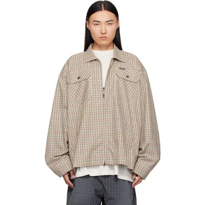 Balenciaga Balenciaga Beige Check Flannel Zip-Up Shirt