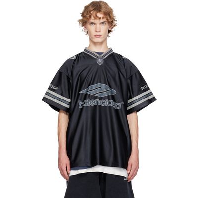 Balenciaga Balenciaga Black 3B Football V-Neck Oversized Jersey