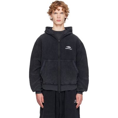 Balenciaga Balenciaga Black 3B Sports Icon Inside-Out Zip-Up Hoodie