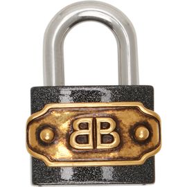 Balenciaga Balenciaga Black & Silver BB Padlock Bag Charm