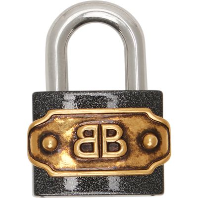 Balenciaga Balenciaga Black & Silver BB Padlock Bag Charm