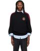 Balenciaga Balenciaga Black Cotton Logo Sleeve Knit Stripe Sweater - 1