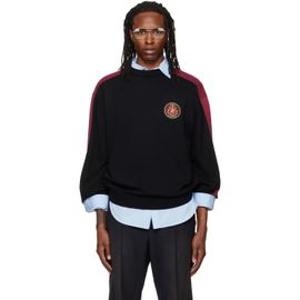 Balenciaga Balenciaga Black Cotton Logo Sleeve Knit Stripe Sweater