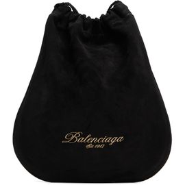 Balenciaga Balenciaga Black Drawstring Waxed Suede Pouch
