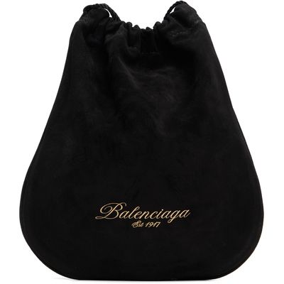 Balenciaga Balenciaga Black Drawstring Waxed Suede Pouch
