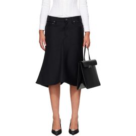 Balenciaga Balenciaga Black Flared Denim Midi Skirt